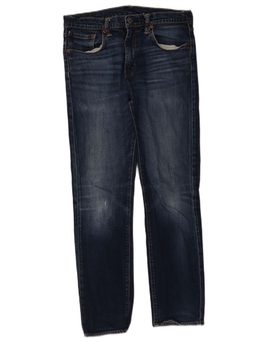 Levi's Dame Distressed Straight Jeans W33 L32 Blå Bomuld