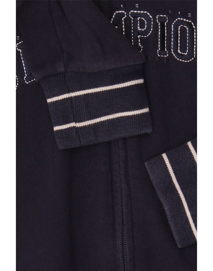 CHAMPION Dame grafisk hættetrøje med lynlås UK 16 Stor marineblå bomuld