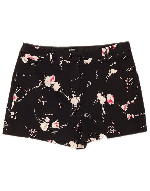 Oasis Womens Casual Shorts UK 8 Small W28 Black Floral Bomuld