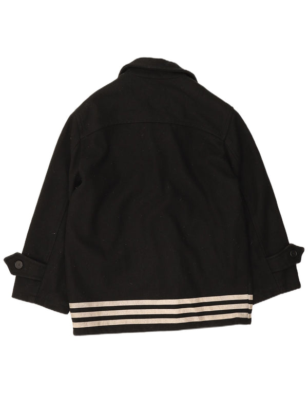 Vintage Mens Overcoat IT 50 Large Black Striped Wool