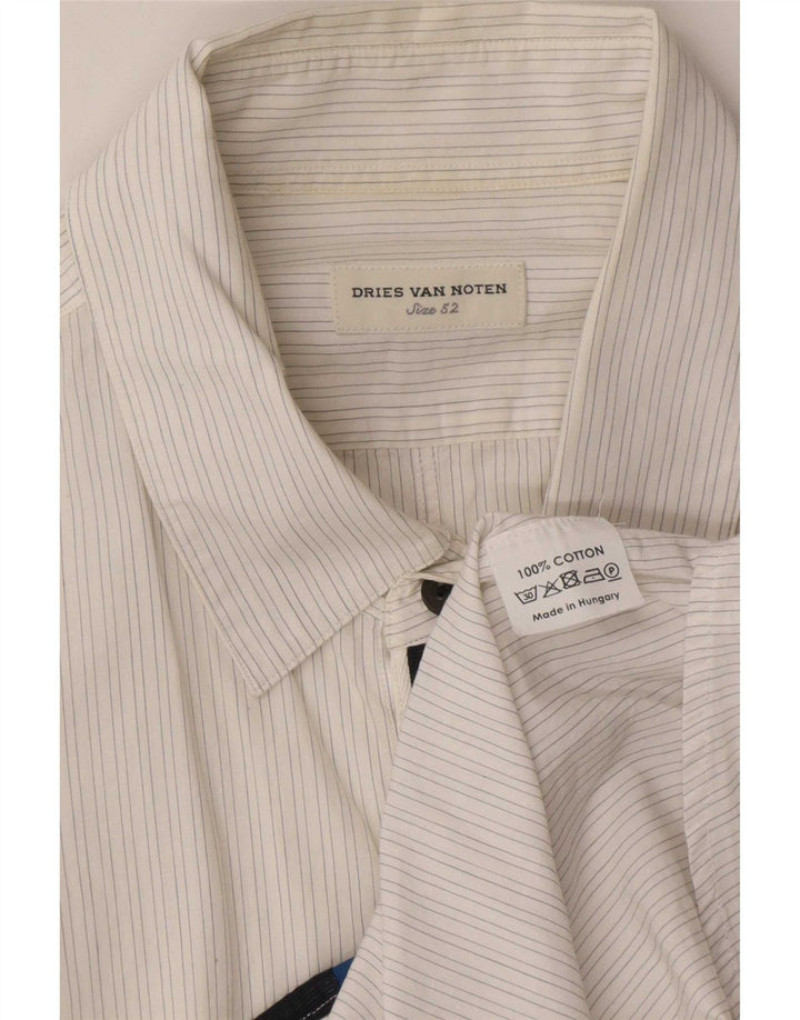 Dries Van Noten Herreskjorte IT 52 Stor hvid nålestribet bomuld