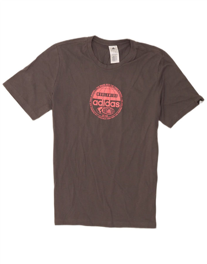 Adidas Herre Grafisk T-Shirt Top Stor Grå Bomuld