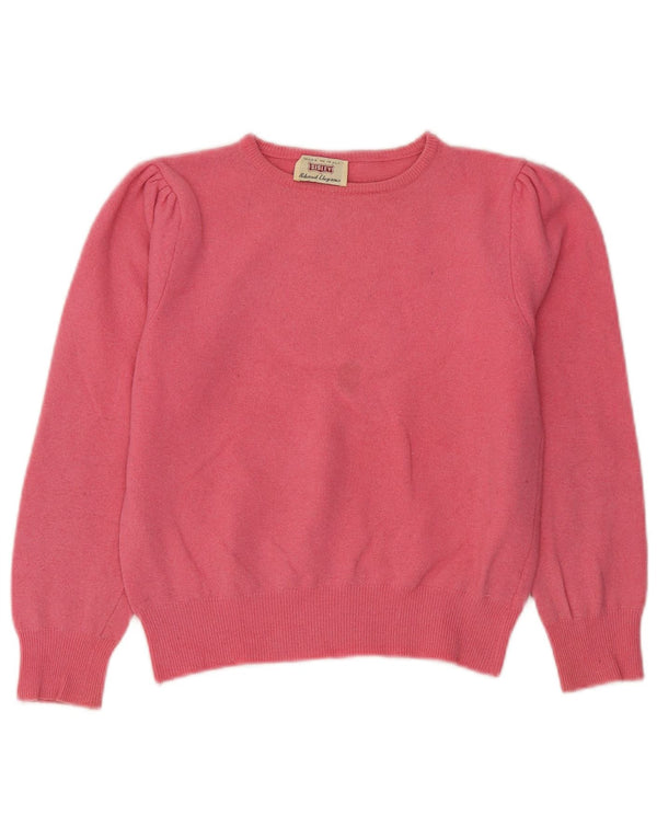 Sisley Womens Crop Boat Neck Jumper Sweater UK 6 XS Pink Uld