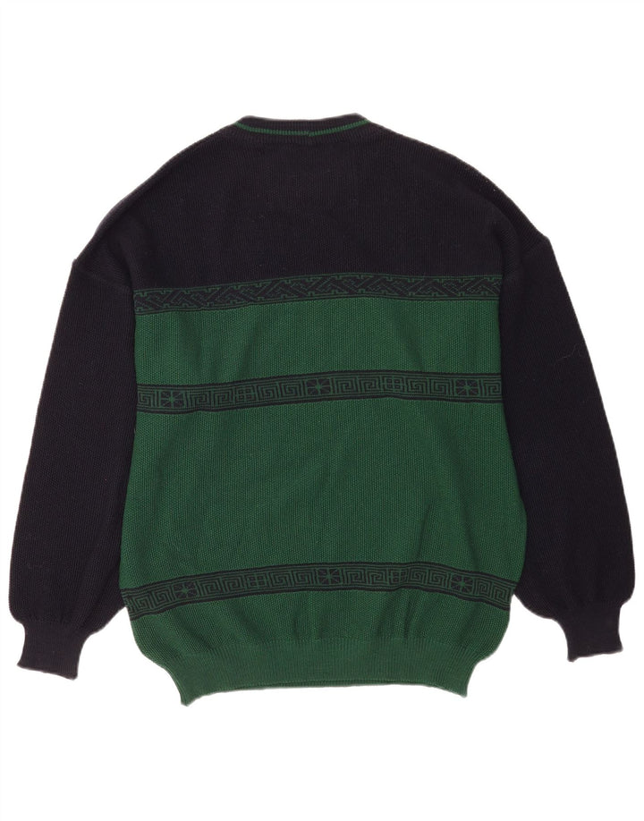 Il Granchio Herre Crew Neck Jumper Sweater Medium Green Colourblock