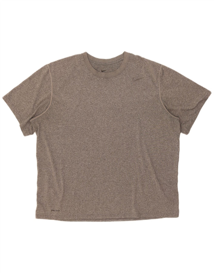 Nike Herre Dri Fit T-shirt Top 2XL Grå Flecked Polyester
