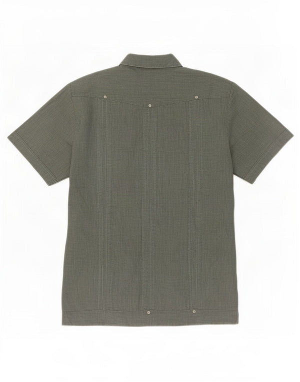Romani Kortærmet Herreskjorte Stor Grøn Paisley Polyester