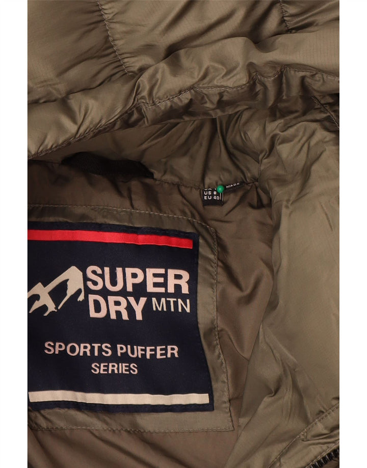 SUPERDRY Polstret hættejakke til kvinder UK 12 Medium Khaki Nylon