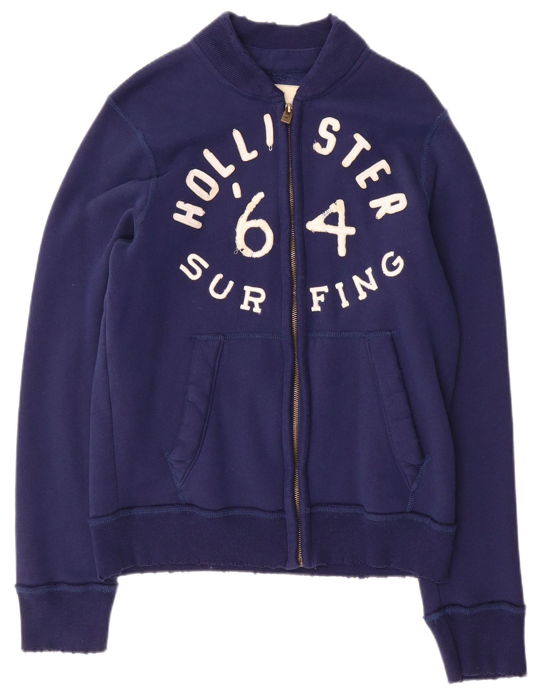 HOLLISTER Mens Graphic Tracksuit Top Jacket Medium Navy Blue Cotton