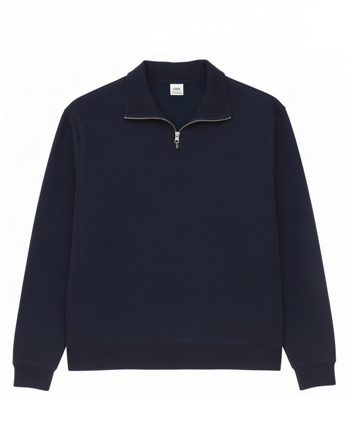 Zara Sweatshirt med lynlås til mænd, medium marineblå polyester