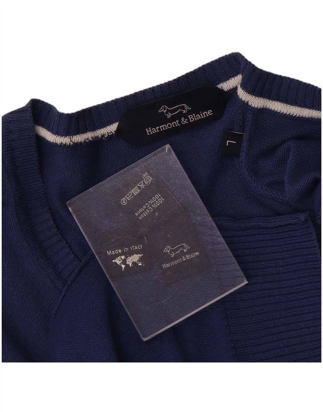 Harmont & Blaine Herre V-hals sweater stor blå