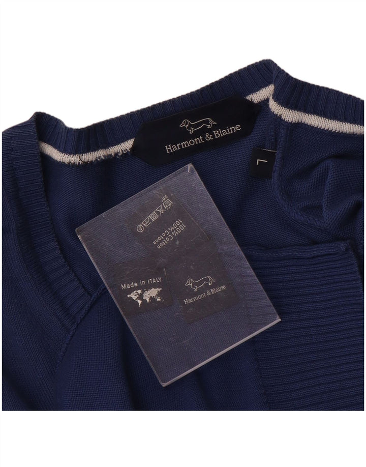 Harmont & Blaine Herre V-hals sweater stor blå
