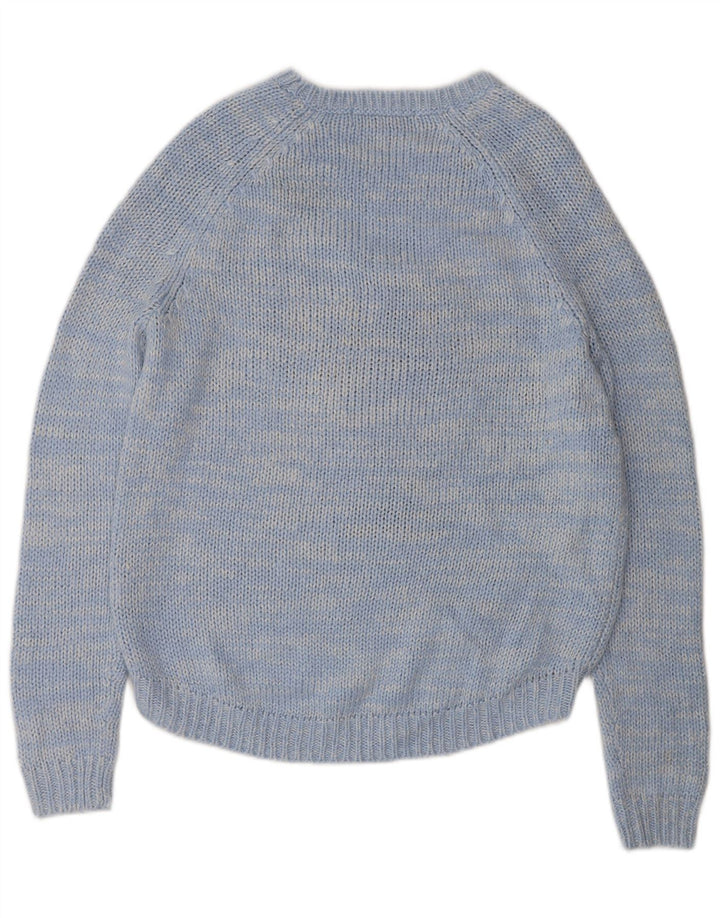 Marks & Spencer Dame Grafisk Boat Neck Jumper Sweater UK 10 Small Blue