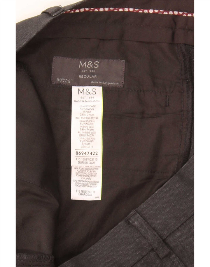 Marks & Spencer Herre Regular Fit Suit Bukser W38 L29 Grå polyester