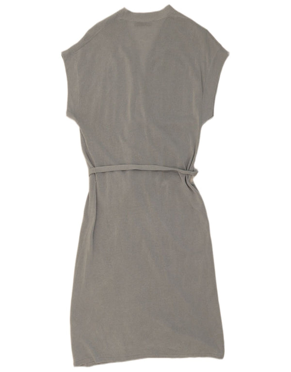 Zara Kvinders Kortærmede Wrap Dress UK 10 Small Grå Akryl