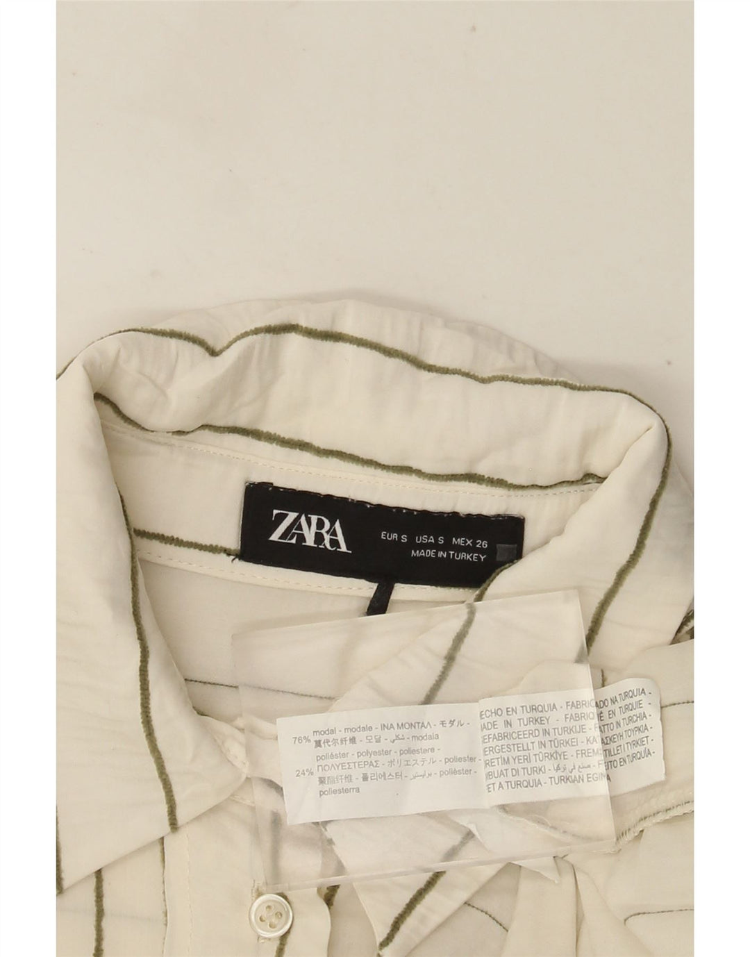 ZARA Oversized skjorte til kvinder UK 10 Lille hvid stribet Modal