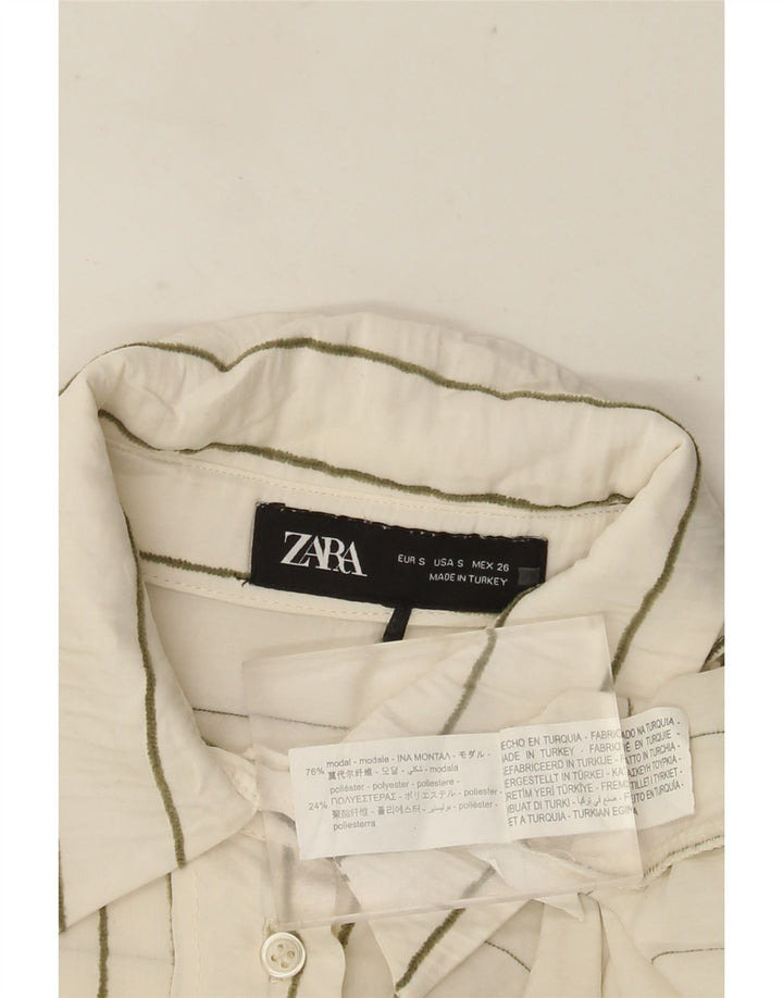 ZARA Oversized skjorte til kvinder UK 10 Lille hvid stribet Modal