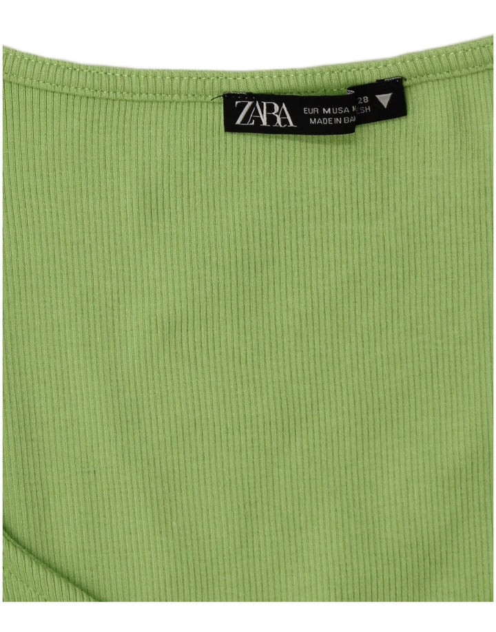 Zara Womens Crop Bluse Top UK 12 Medium Green
