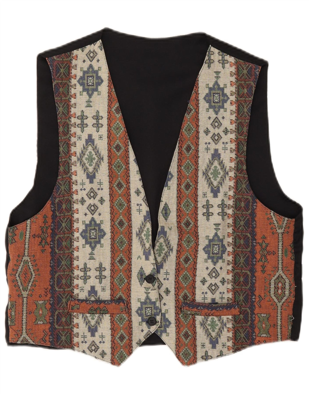 Vintage damevest UK 14 Medium Sort Geometrisk