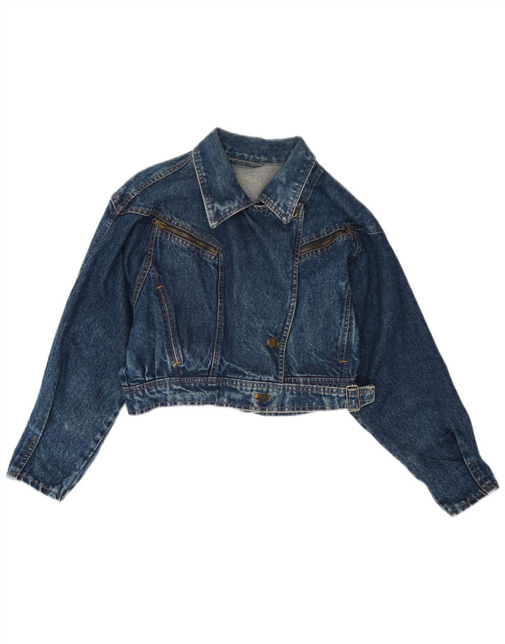 Rifle Dame Crop Denim Jacket UK 14 Medium Blue Bomuld
