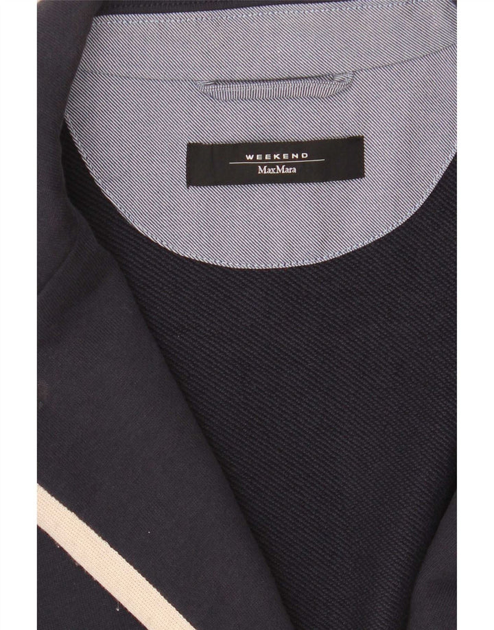 Max Mara Dame Weekend 2 Button Blazer Jacket UK 18 XL Navy Blue Cotton