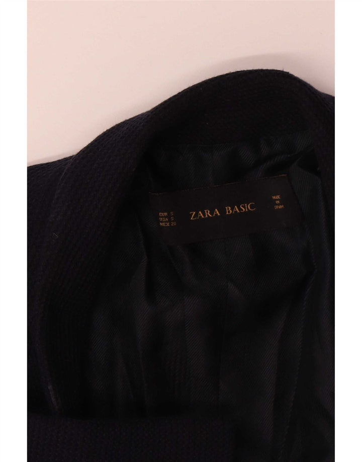 Zara Dame Oversized 3/4 ærmet åben blazerjakke UK 10 Small Navy Blue