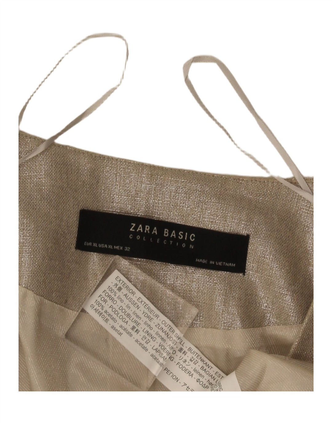 Zara Dame 3/4 ærmet blazerjakke UK 14 XL Beige hør
