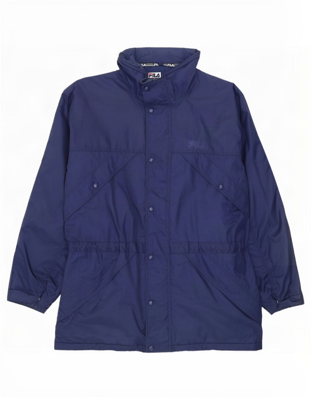 Fila Herre Hooded Windbreaker Jacket UK 40 Large Navy Blue Nylon