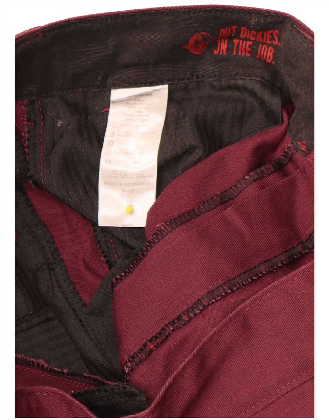 Dickies Straight Chino Bukser til mænd W34 L32 Burgundy Polyester