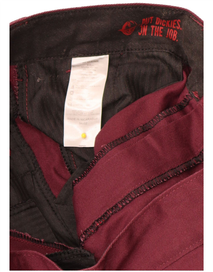 Dickies Straight Chino Bukser til mænd W34 L32 Burgundy Polyester