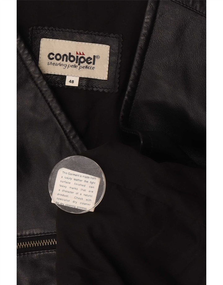 Conbipel Herre Læder Gilet IT 48 Medium Sort