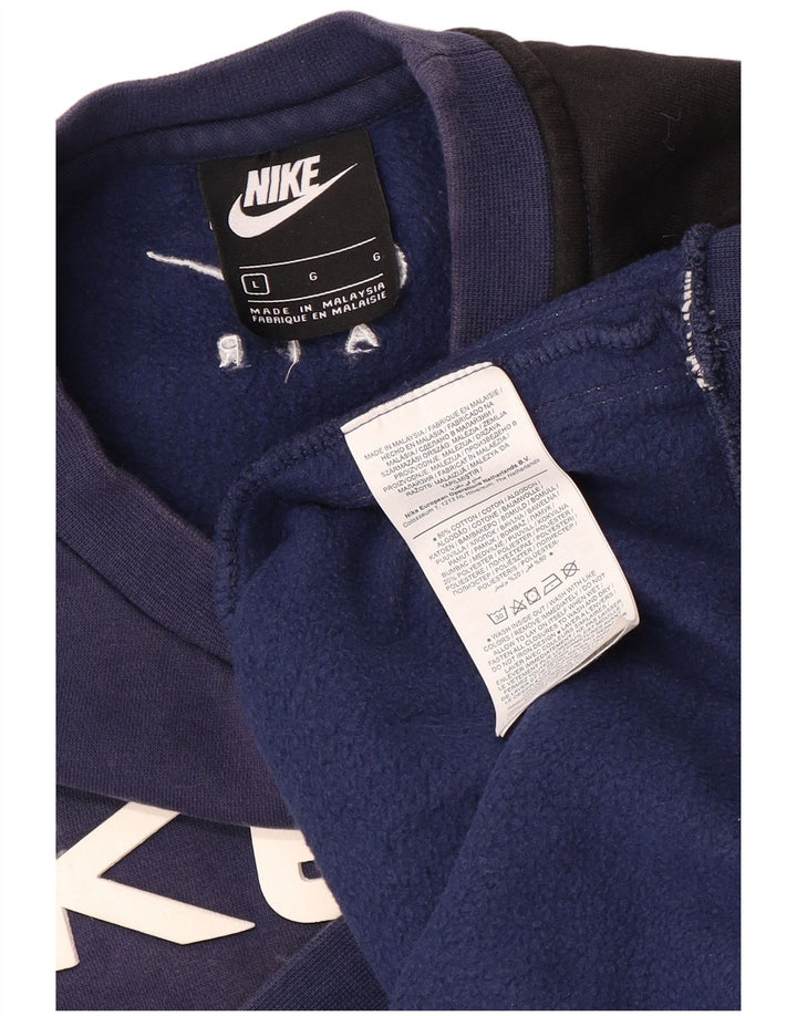 Nike grafisk sweatshirt til mænd, stor marineblå colourblock bomuld