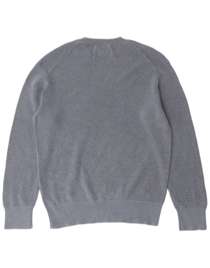 ALL SAINTS Herre sweater med rund hals, mellemblå bomuld