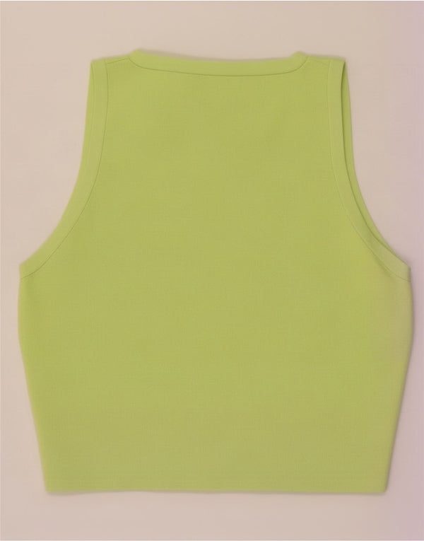Zara Womens Crop Vest Top UK 14 Large Green Viscose