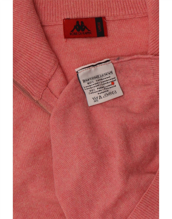 Kappa Herre Zip Neck Jumper Sweater Large Pink Uld