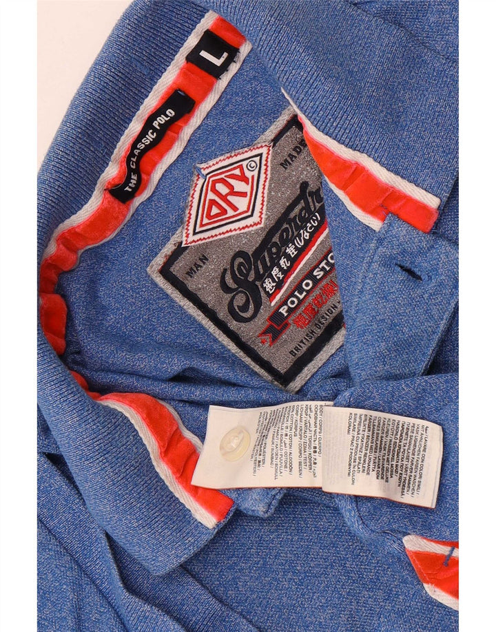Superdry Poloshirt til mænd Large Blue Cotton Classic
