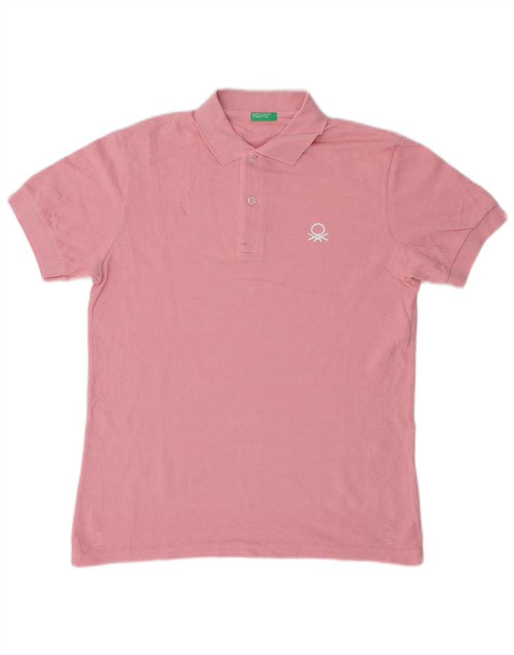 Benetton Boys Polo Shirt 11-12 år 2XL Pink Bomuld