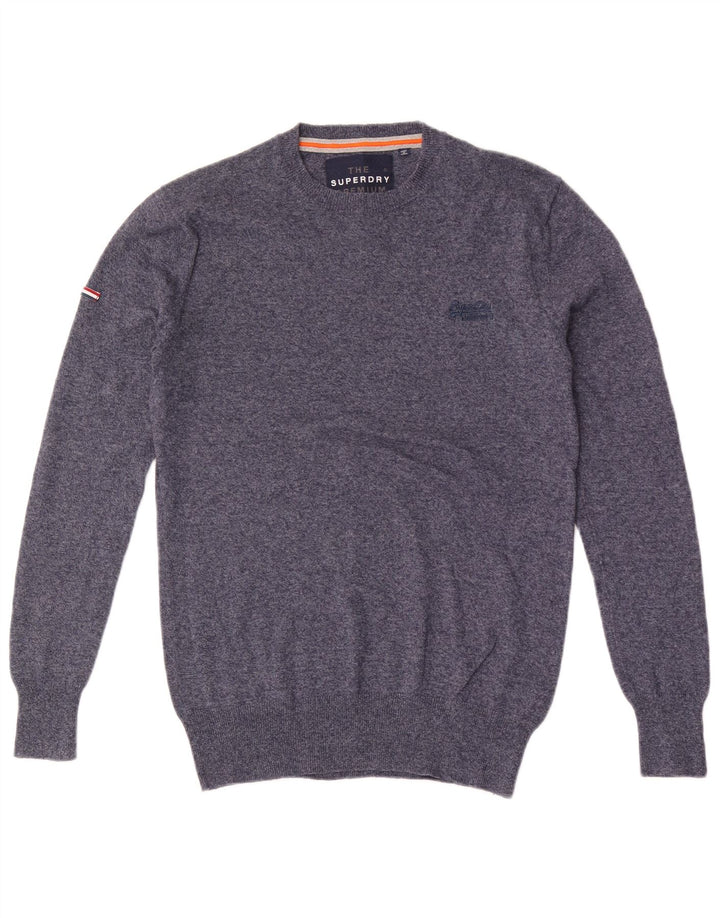 SUPERDRY Herre sweater med rund hals, lille blå flækket bomuld