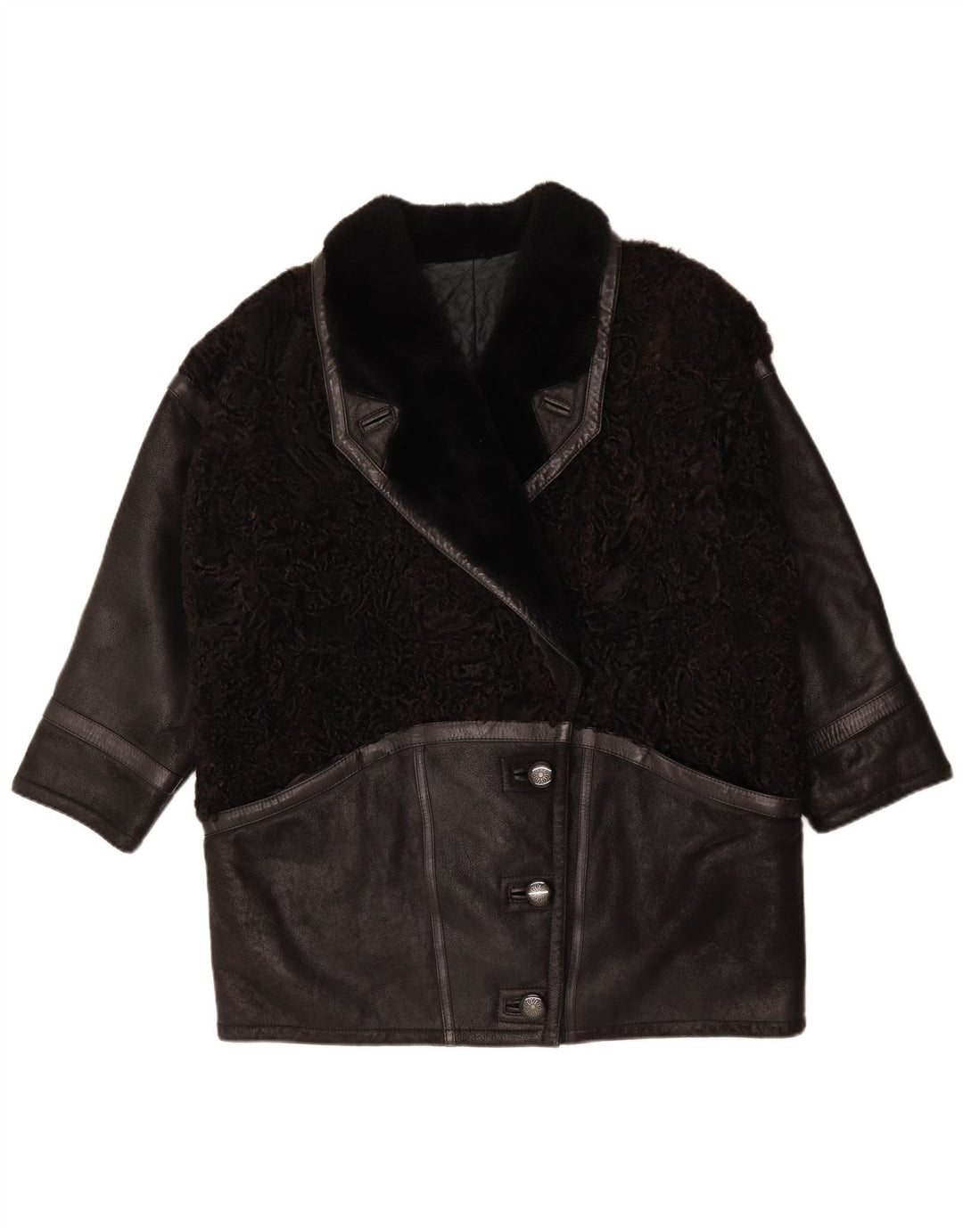 Vintage oversize frakke til kvinder IT 46 Stor sort farveblok
