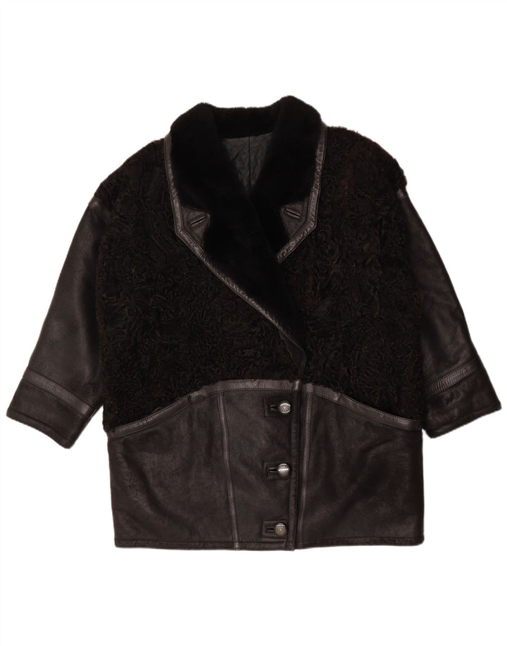 Vintage oversize frakke til kvinder IT 46 Stor sort farveblok