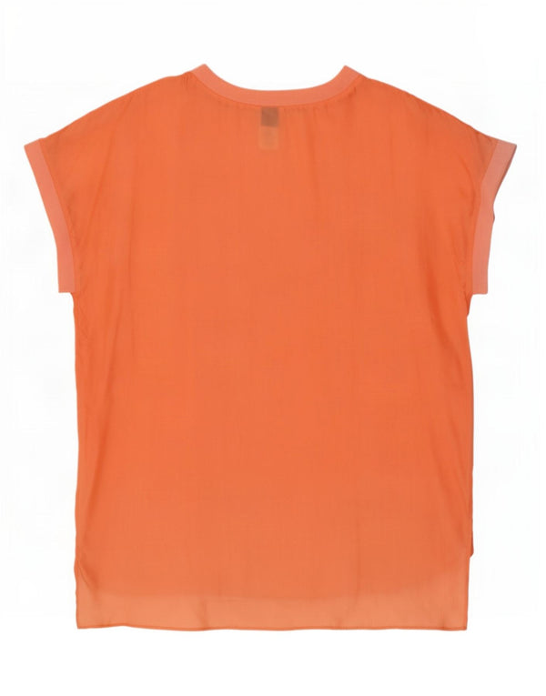 Vintage Dame Shift Dress UK 20 2XL Orange Silke