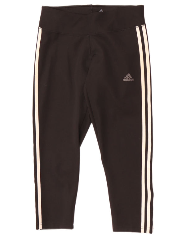 Adidas Dame Capri Leggings UK 8/10 Small Black Polyester Sports