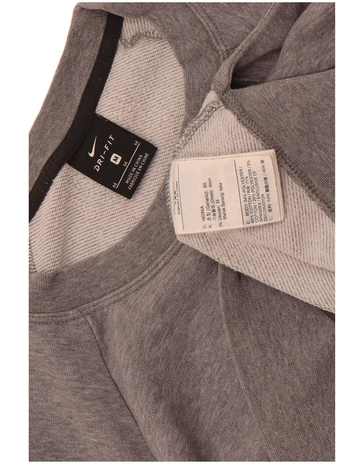 Nike Dame Dri Fit Graphic Oversized Sweatshirt Jumper UK 14 Medium Grey
