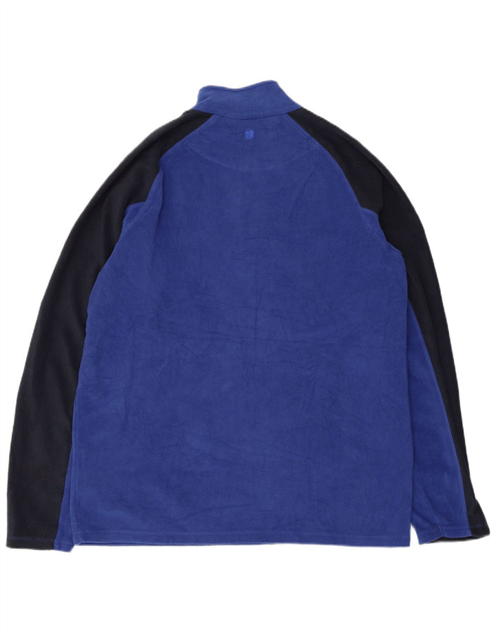 MOUNTAIN WAREHOUSE Mens Zip Neck Fleece Jumper Large Blue Colourblock