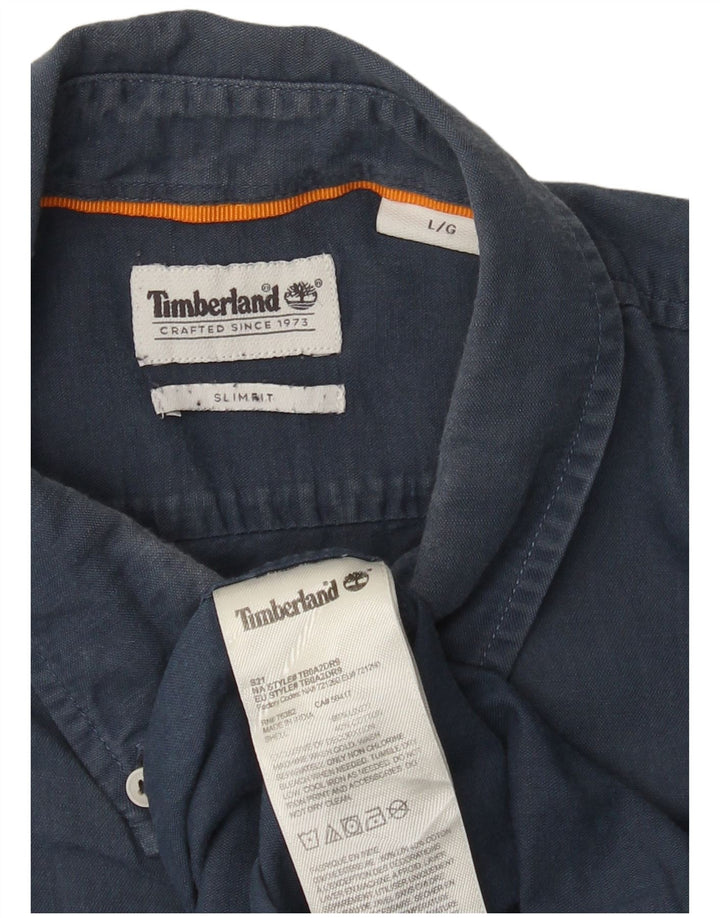 Timberland Herre Slim Fit skjorte Stor marineblå linned