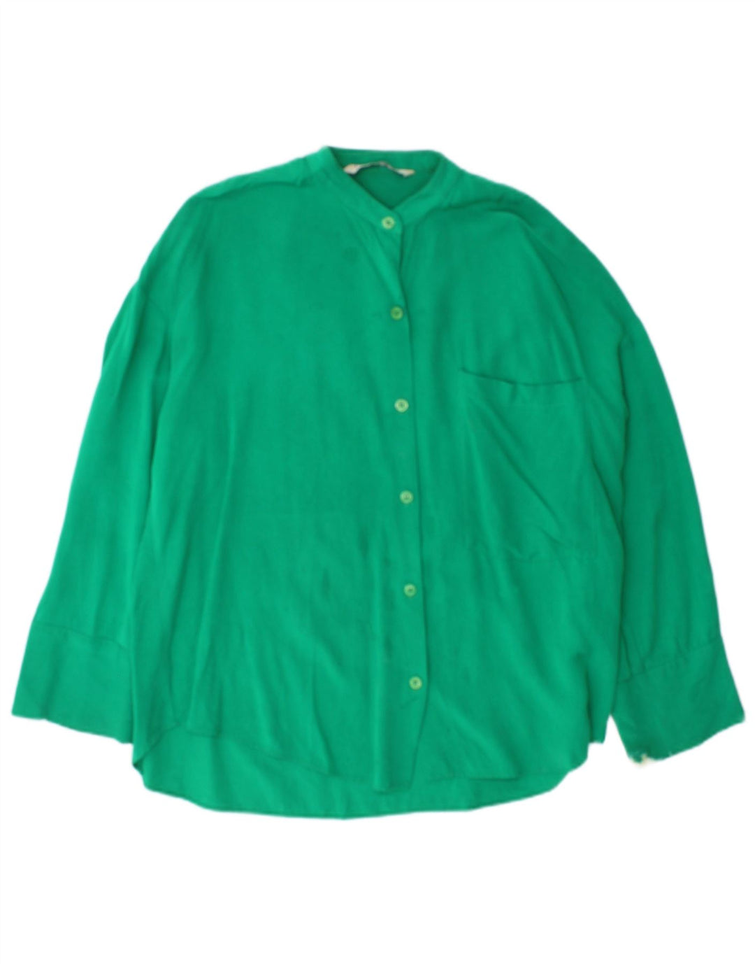 Zara Oversized skjortebluse til kvinder UK 10 Lille grøn viskose