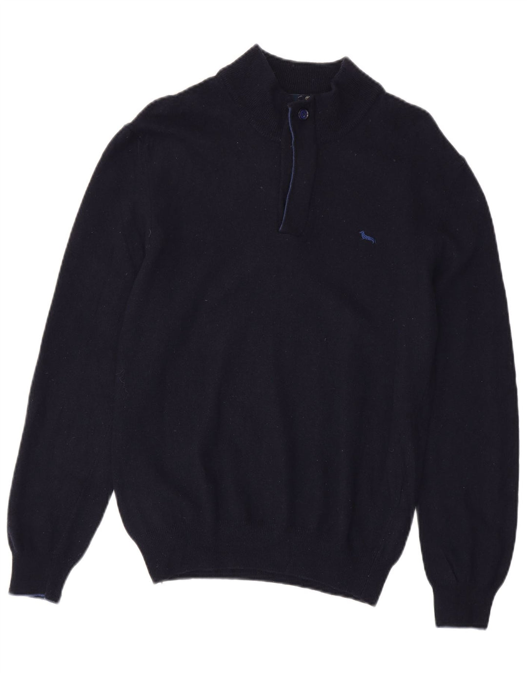 Harmont & Blaine Dame Sweater med lynlås-hals UK 12 Medium Navy Blue Wool