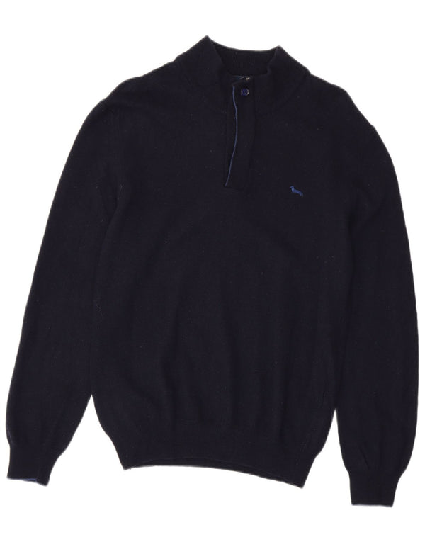 Harmont & Blaine Dame Sweater med lynlås-hals UK 12 Medium Navy Blue Wool