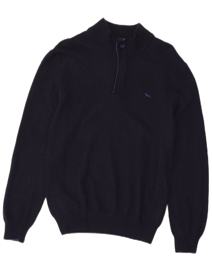 Harmont & Blaine Dame Sweater med lynlås-hals UK 12 Medium Navy Blue Wool