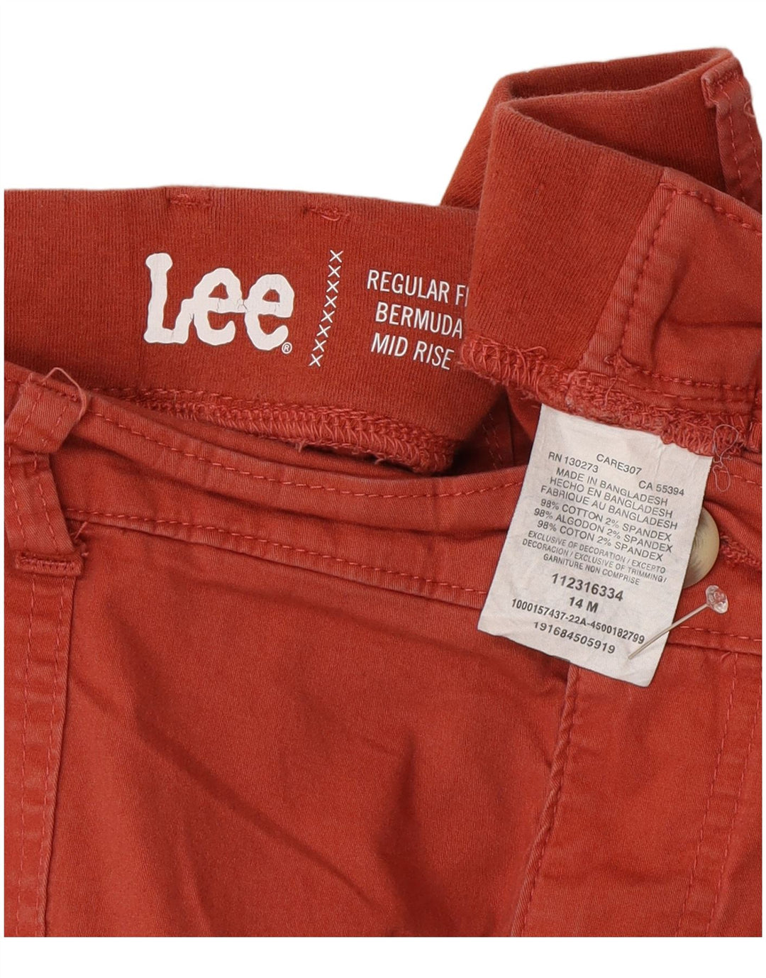 Lee Womens Regular Mid Rise Bermuda Shorts UA 14 XL W32 Orange Bomuld
