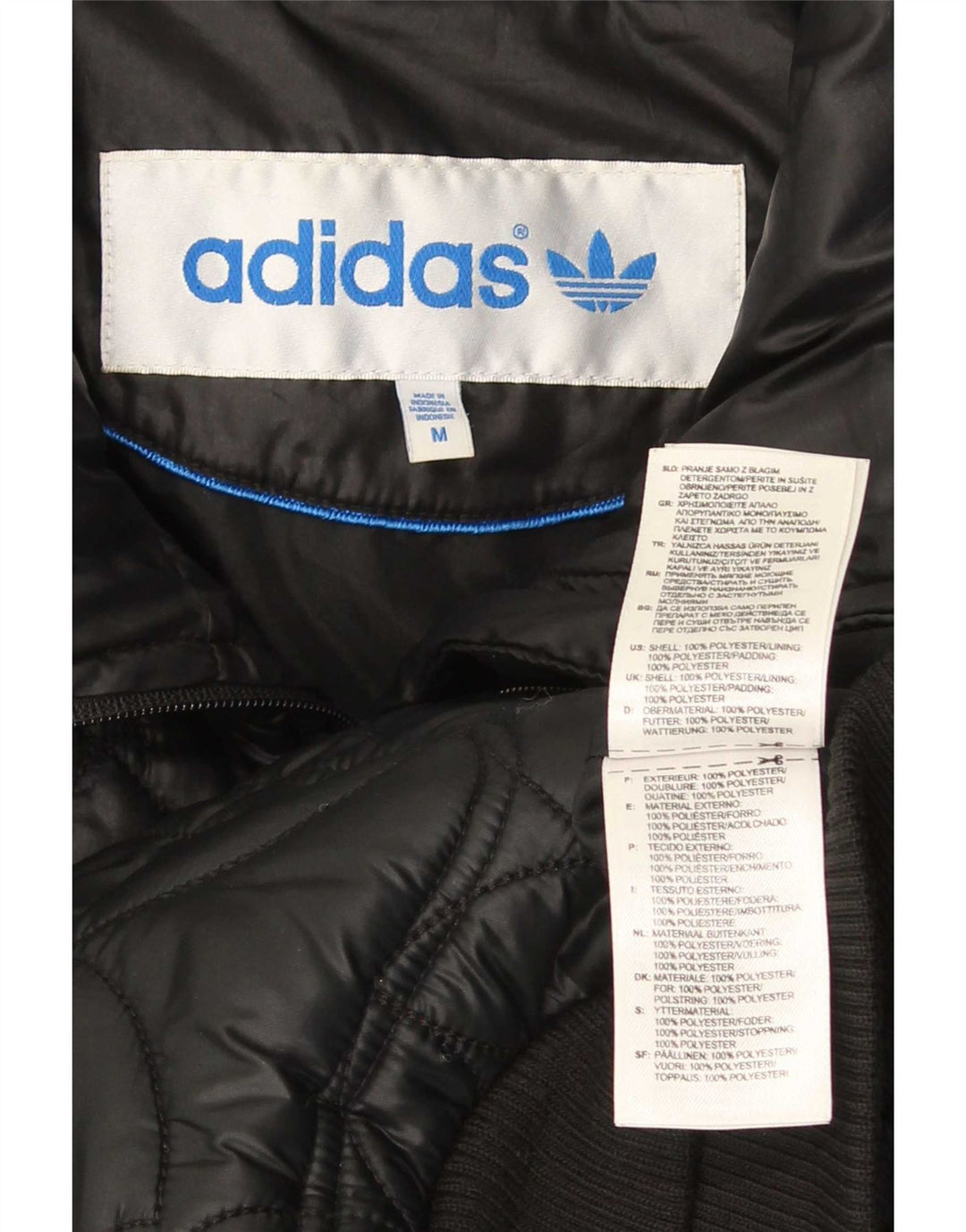Adidas Womens Bomber Polstret Jakke UK 12 Medium Sort Polyester